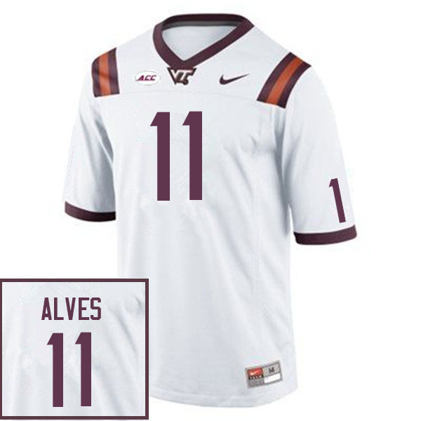 Men #11 Devin Alves Virginia Tech Hokies College Football Jerseys Sale-White